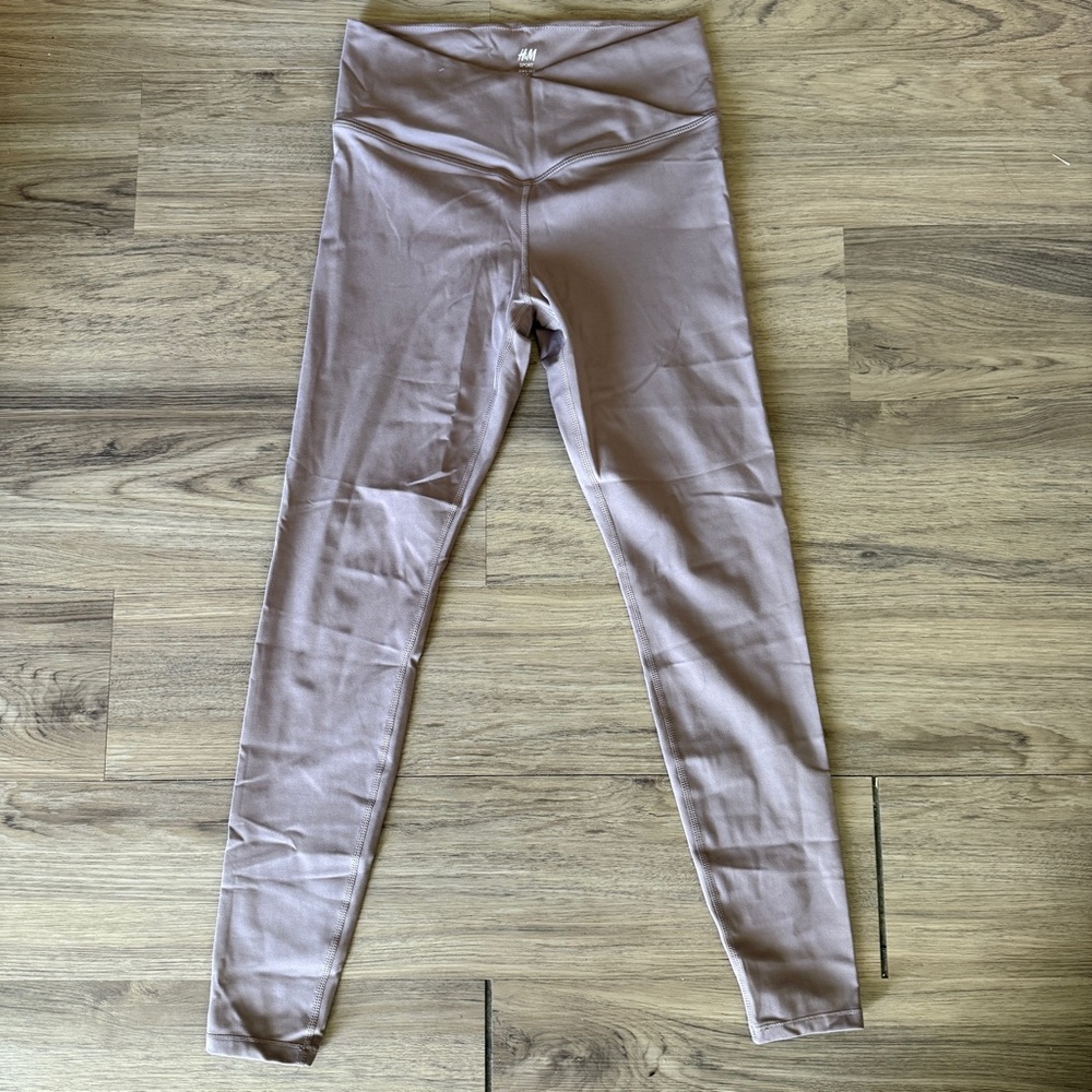 H&M Sport High-Waisted Light Brown/Gray Leggings Size S